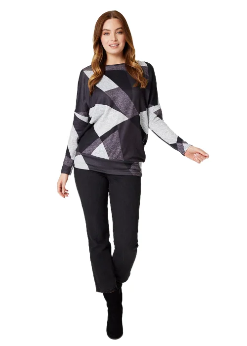 Izabel London Grey Abstract Print Relaxed Sweater - 8 Image 4