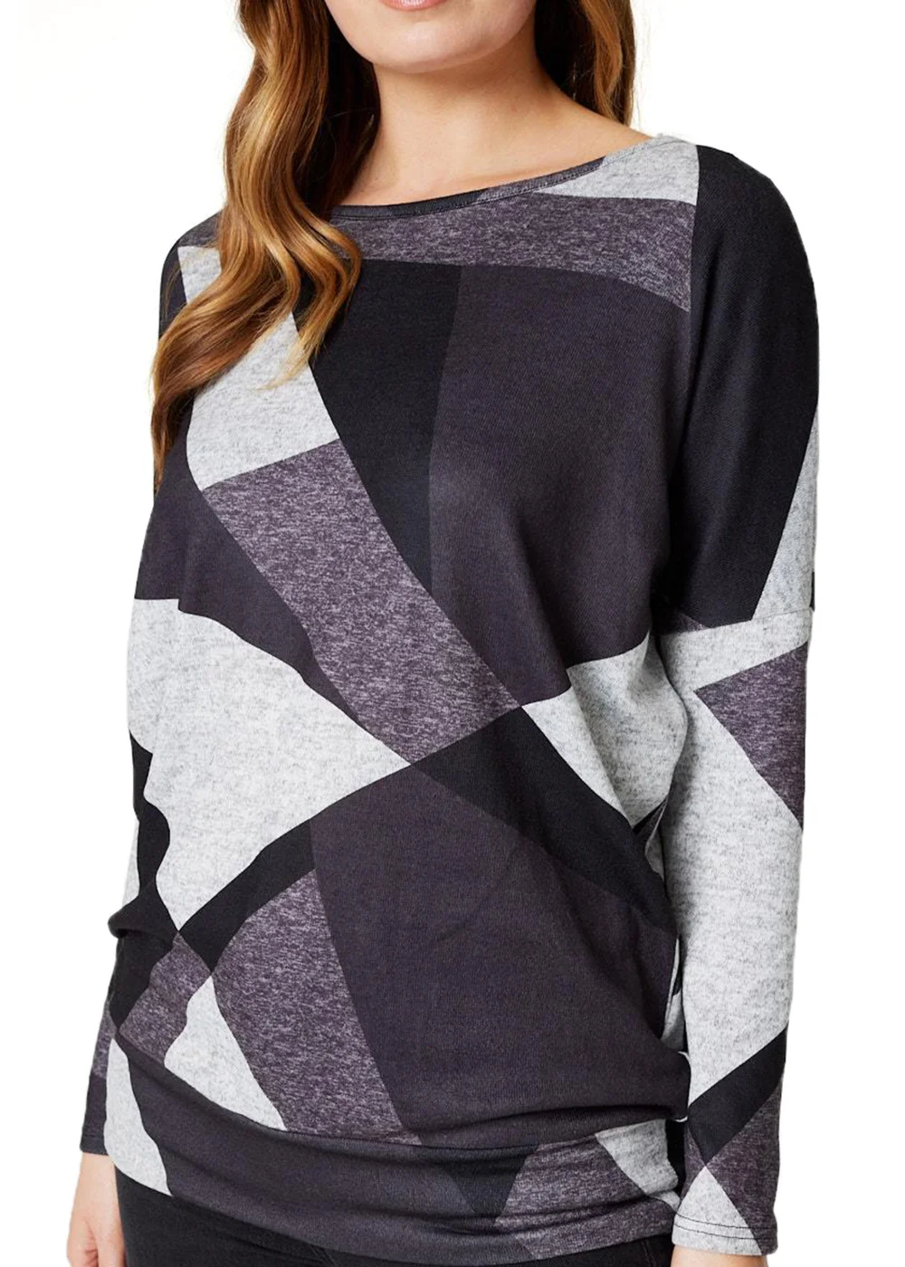 Izabel London Grey Abstract Print Relaxed Sweater - 8 Image 3