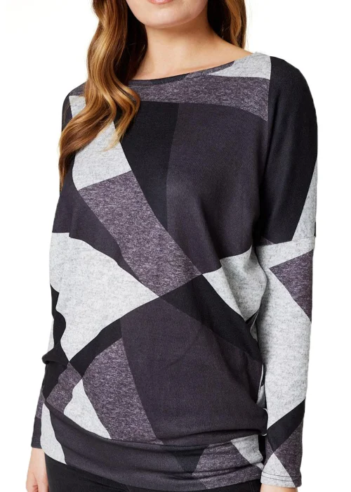 Izabel London Grey Abstract Print Relaxed Sweater - 8 Image 3