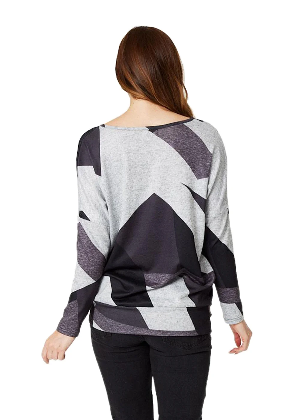 Izabel London Grey Abstract Print Relaxed Sweater - 8 Image 2