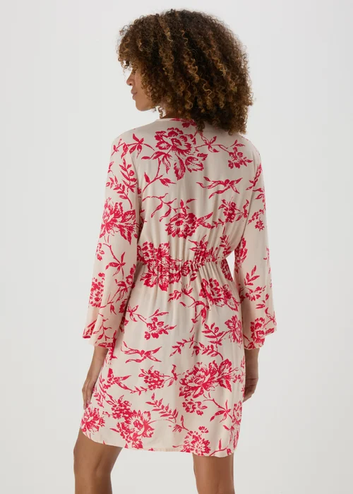 JDY Cream & Pink Floral Dress - 8 Image 2