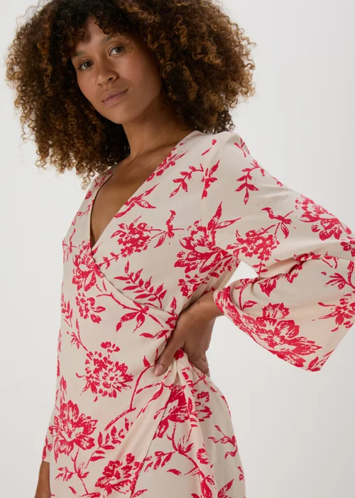 JDY Cream & Pink Floral Dress - 8 Image 3