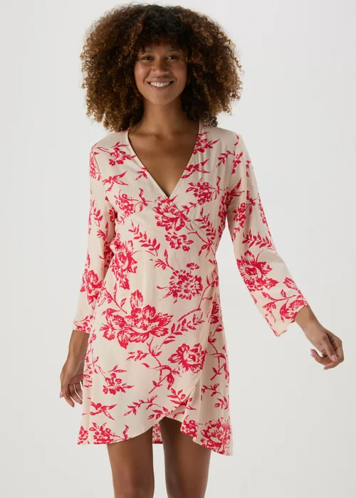 JDY Cream & Pink Floral Dress - 8 Image 1
