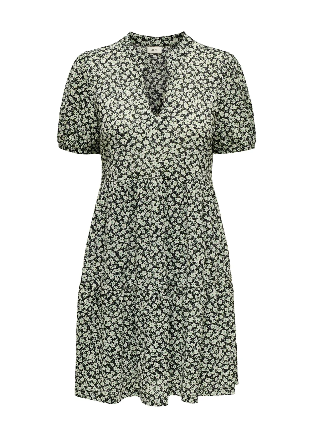 JDY Green Floral V Neck Tea Dress - 8 Image 1