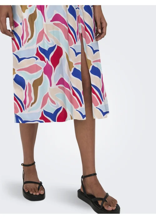 JDY Cream Print Smock Dress - 16 Image 4