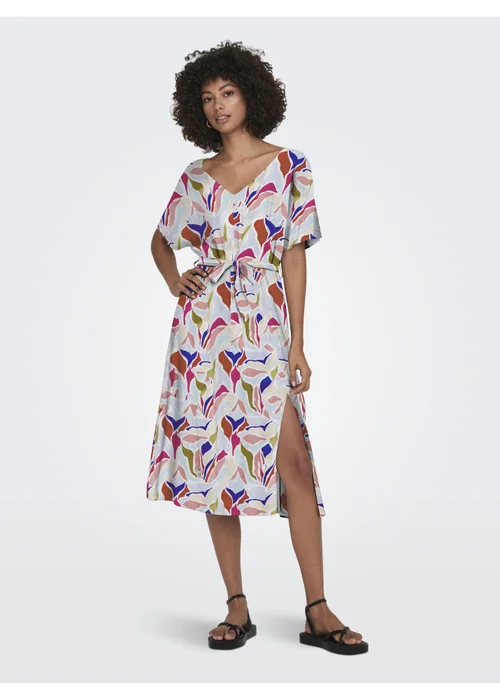 JDY Cream Print Smock Dress - 16 Image 1