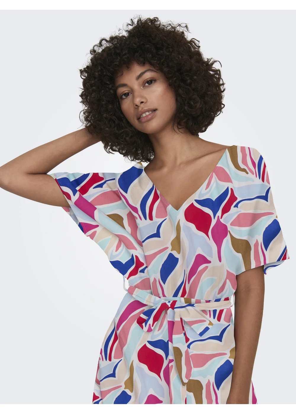 JDY Cream Print Smock Dress - 16 Image 3