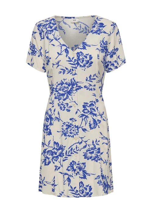 Blue & White Floral Print Dress - 8 Image 1