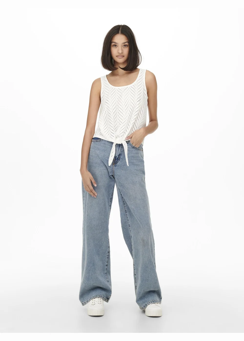 JDY White Carla Cathinka Knot Top - 8 Image 4