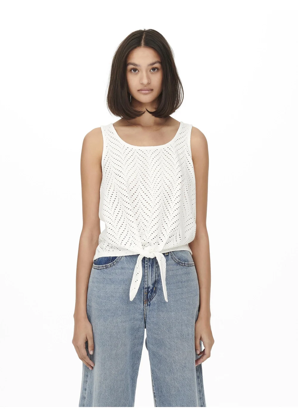 JDY White Carla Cathinka Knot Top - 8 Image 1