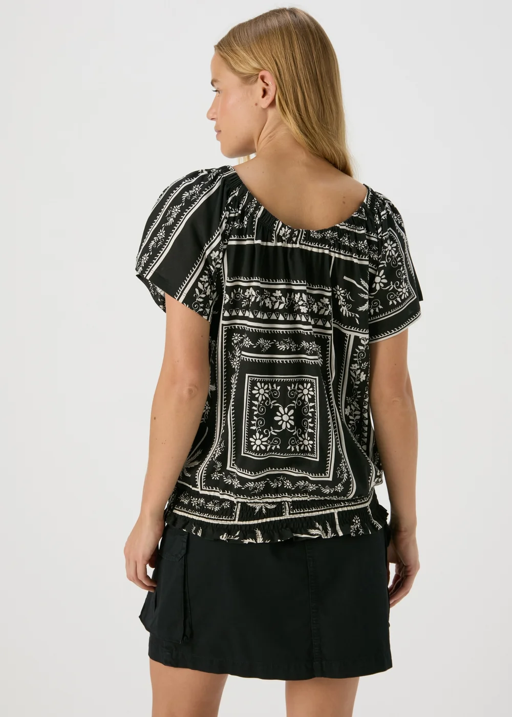 Black & White Printed Gypsy Top - 8 Image 2