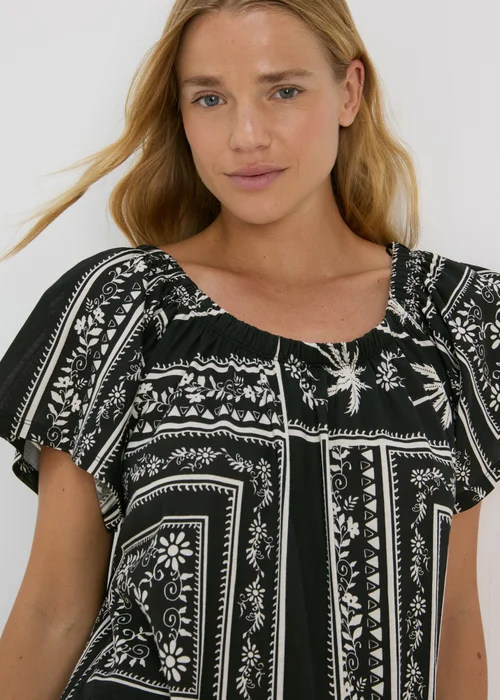 Black & White Printed Gypsy Top - 8 Image 3