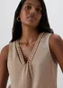 JDY Beige V Neck Crochet Top - Size 8 Image 3