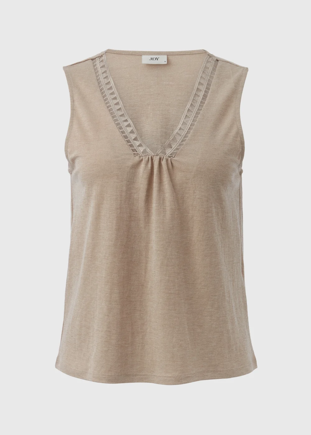 JDY Beige V Neck Crochet Top - Size 8 Image 5