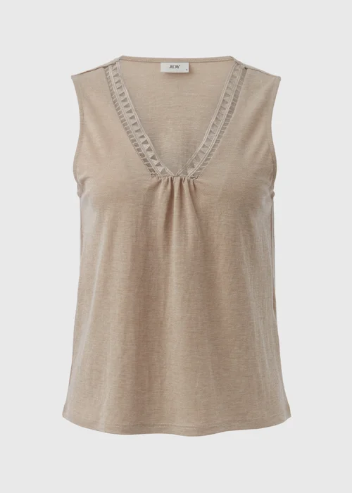 JDY Beige V Neck Crochet Top - Size 8 Image 5