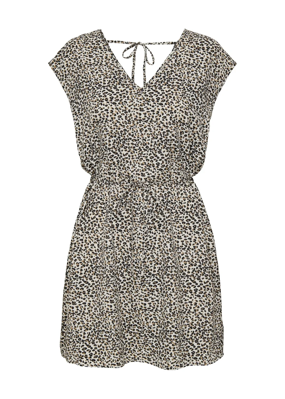 JDY Cream Leopard Print Olivia Neck Dress - 8 Image 2