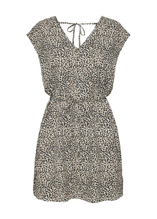 JDY Cream Leopard Print Olivia Neck Dress - 8 Image 2