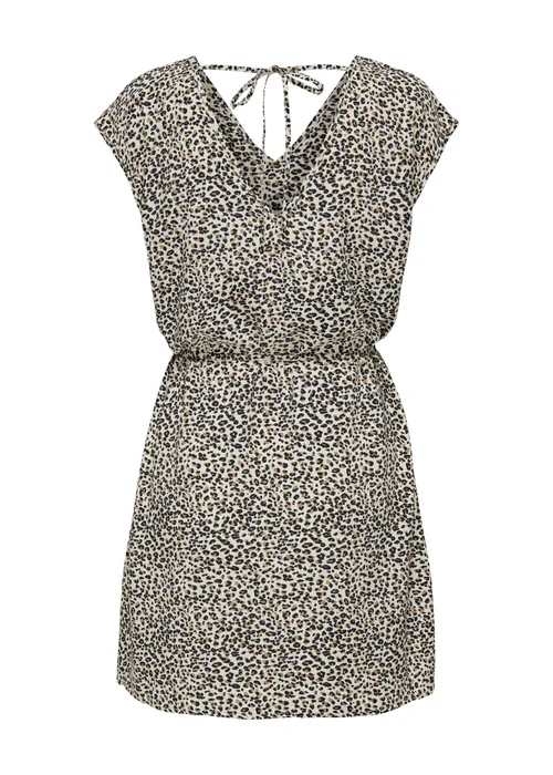 JDY Cream Leopard Print Olivia Neck Dress - 8 Image 1