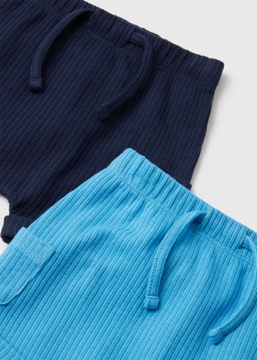 Boys 2 Pack Blue & Navy Cargo Shorts (Newborn-23mths) - 9-12 months Image 2
