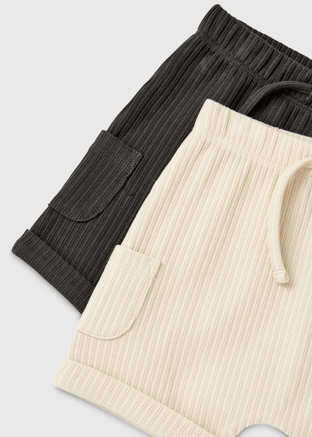 Baby 2 Pack Grey & Cream Shorts (Newborn-23mths) - Newborn Image 2