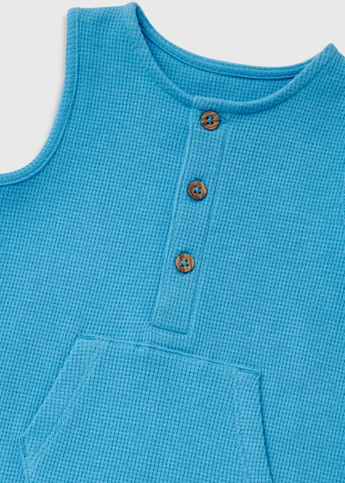 Baby Blue Waffle Romper (Newborn-18mths) - Newborn Image 2