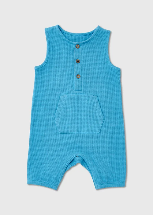 Baby Blue Waffle Romper (Newborn-18mths) - Newborn Image 1