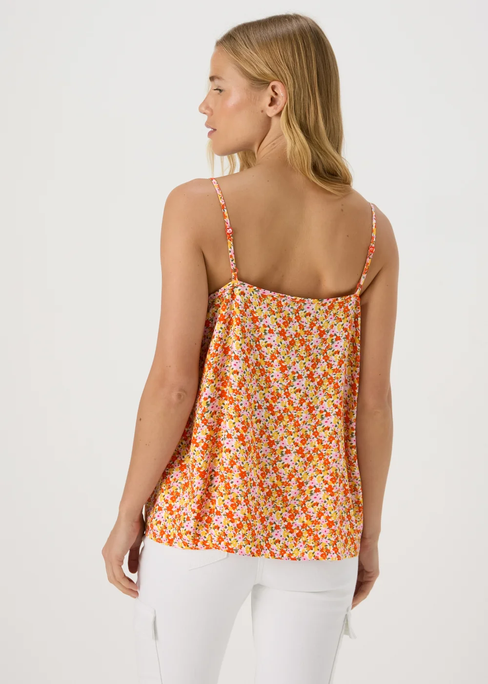 Orange Floral Ditsy Print Cami Top - 8 Image 2