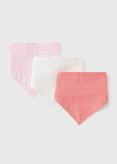 3 Pack Baby Pink Bibs - One Size Image 1