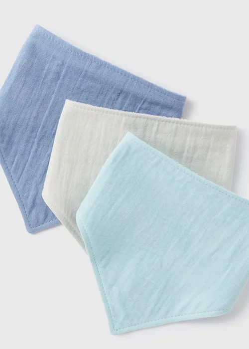 3 Pack Baby Blue Bibs - One Size Image 2