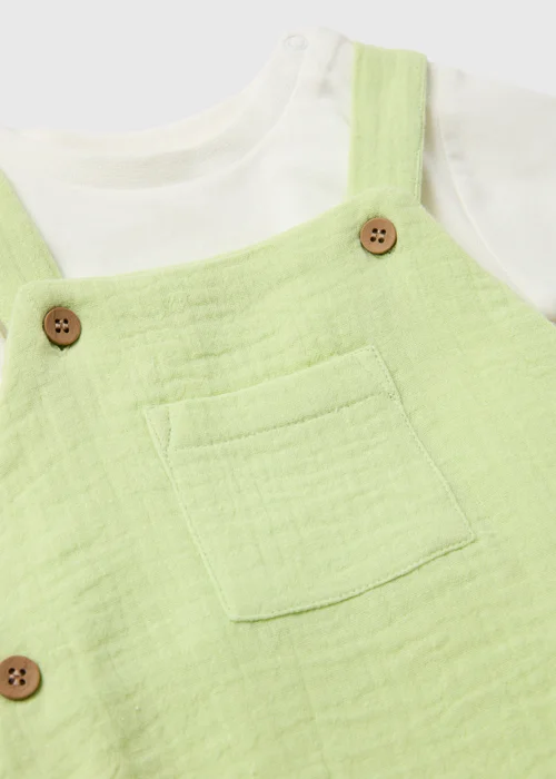 Baby Green Double Cloth Dungaree (Newborn-23mths) - Age 6 - 9 Months Image 2