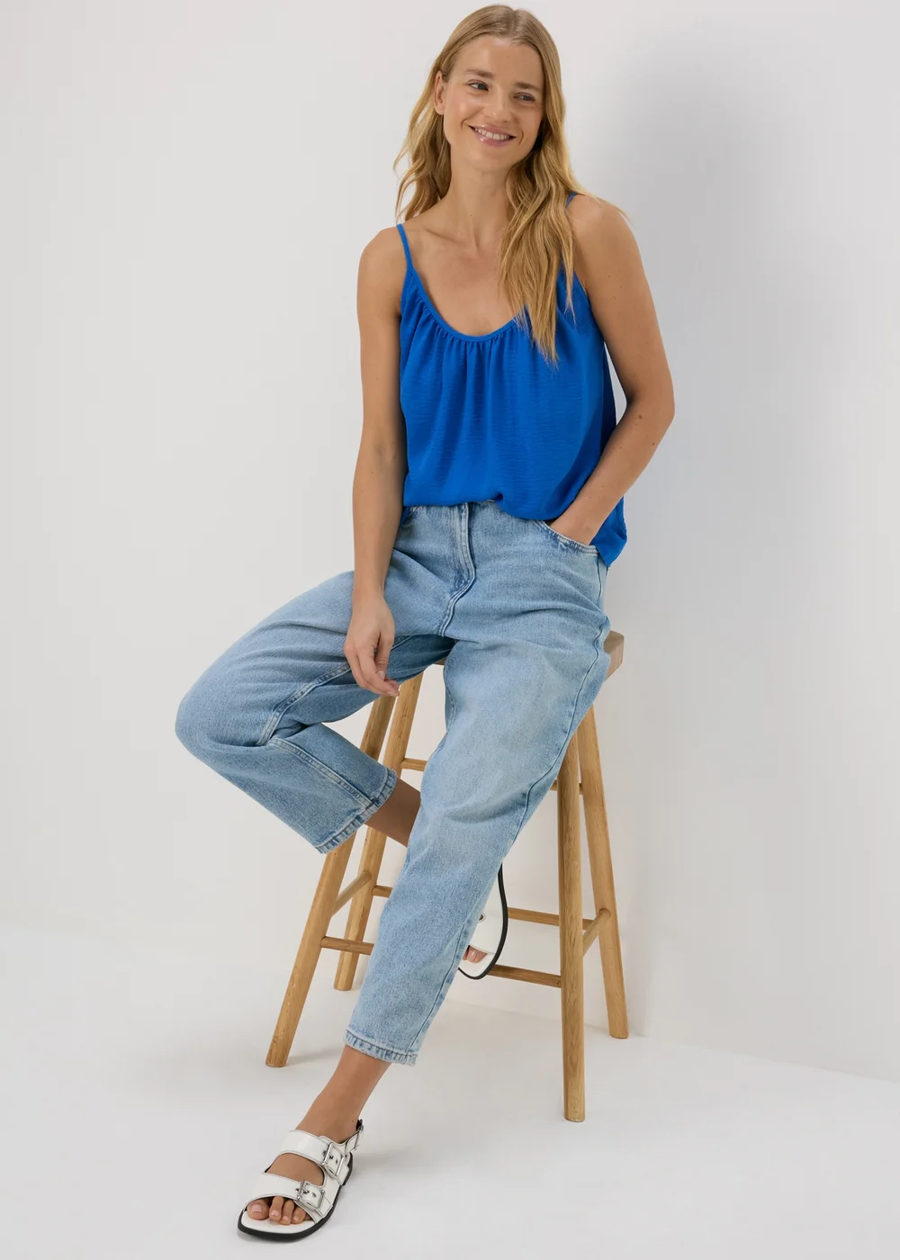 Blue Solid Cami Top - 8 Image 4