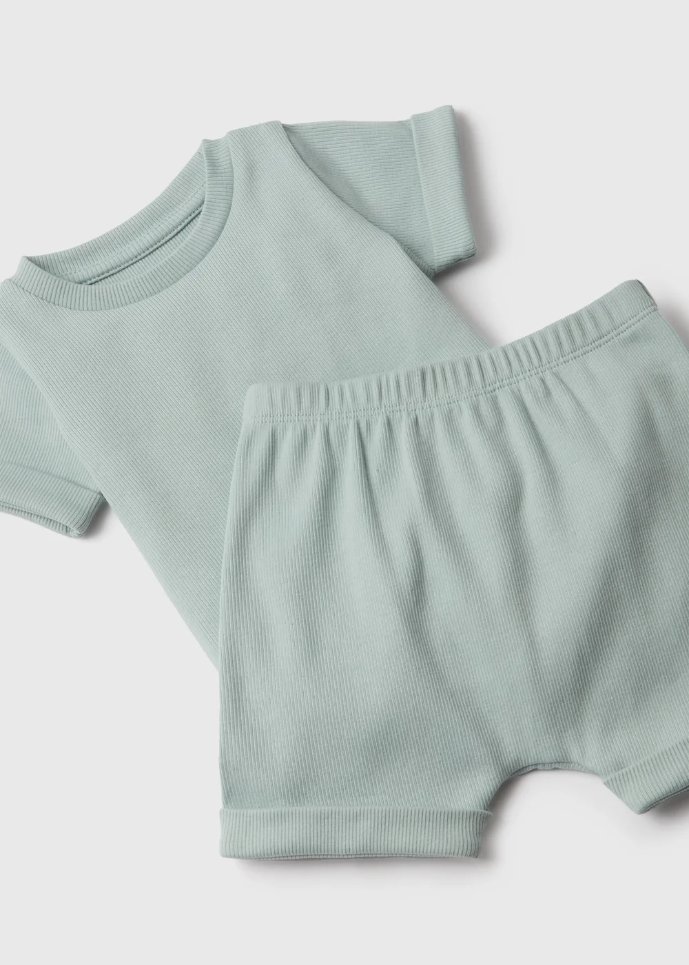 Baby Mint Ribbed T-Shirt & Shorts Set (Newborn-23mths) - 0-3 months Image 2