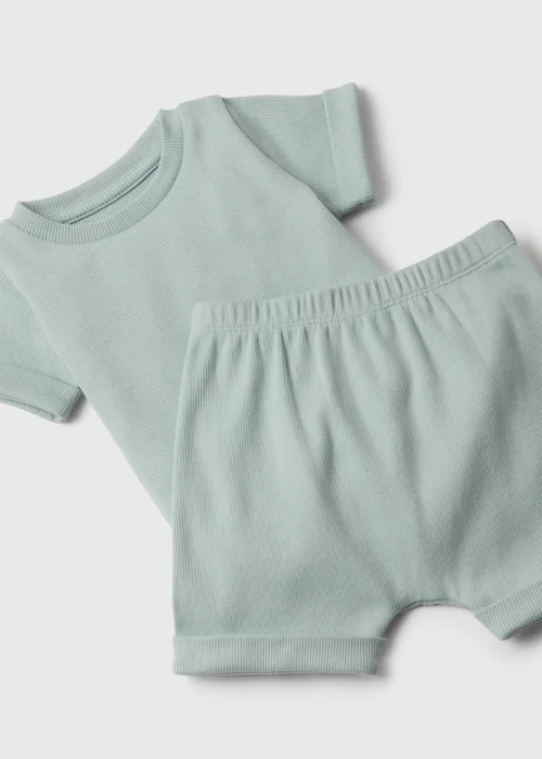 Baby Mint Ribbed T-Shirt & Shorts Set (Newborn-23mths) - 0-3 months Image 2