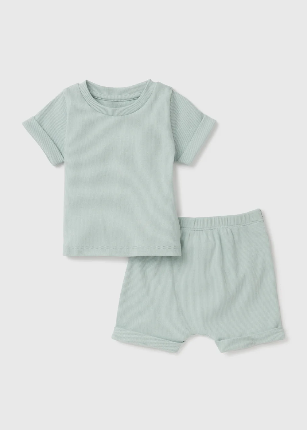 Baby Mint Ribbed T-Shirt & Shorts Set (Newborn-23mths) - 0-3 months Image 1