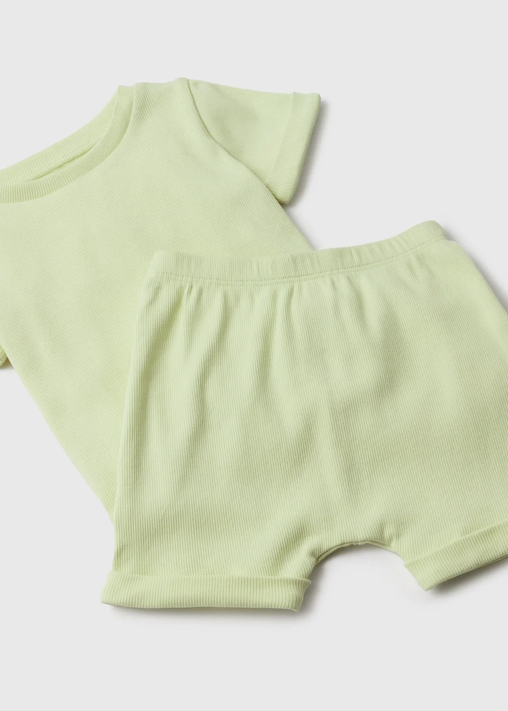 Baby Green Ribbed T-Shirt & Shorts Set (Newborn-23mths) - 0-3 months Image 2