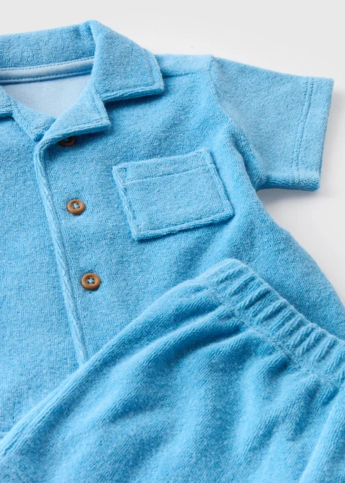Baby Blue Towelling Shirt & Shorts Set (Newborn-23mths) - 0-3 months Image 2