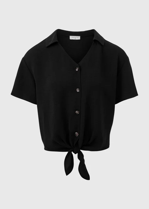 Black Solid Tie Front Airflow Shirt - 8 Image 5