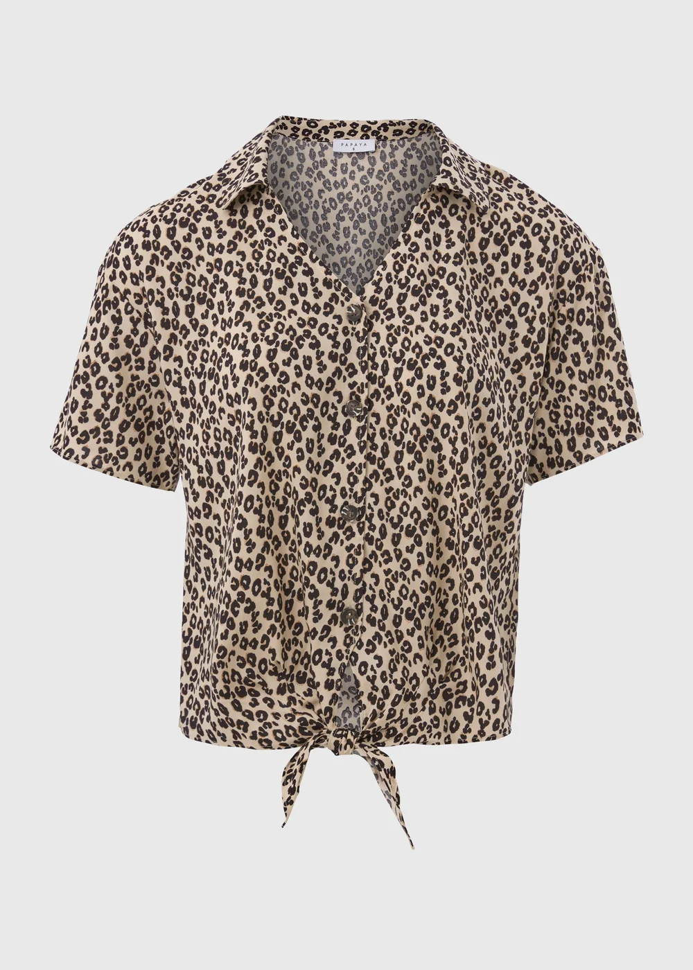 Brown Animal Print Tie Front Viscose Shirt - 8 Image 5