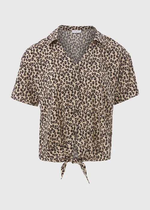 Brown Animal Print Tie Front Viscose Shirt - 8 Image 5