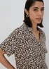 Brown Animal Print Tie Front Viscose Shirt - 8 Image 1