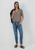 Brown Animal Print Tie Front Viscose Shirt - 8 Image 4
