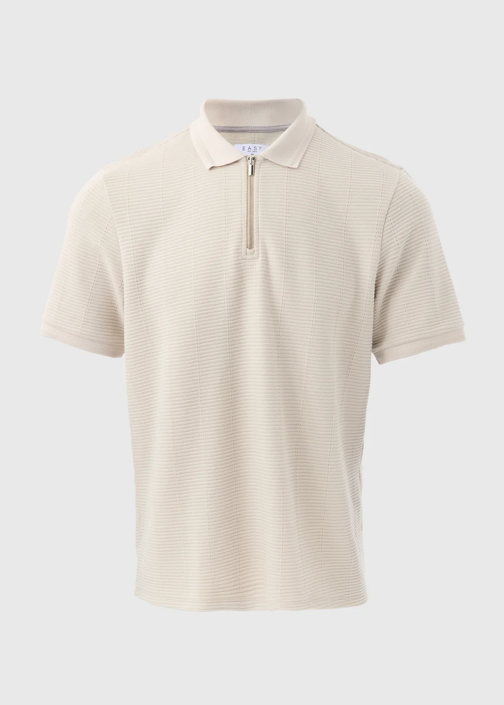 Ecru Textured Zip Polo Shirt - S Image 5
