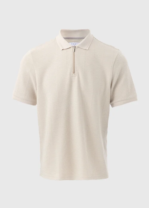 Ecru Textured Zip Polo Shirt - S Image 5