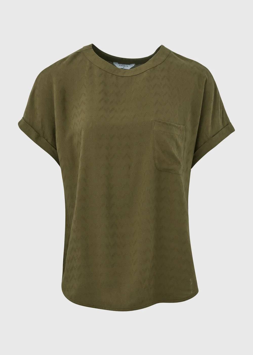 Khaki Solid Pocket Detail Box Top - Size 8 Image 5