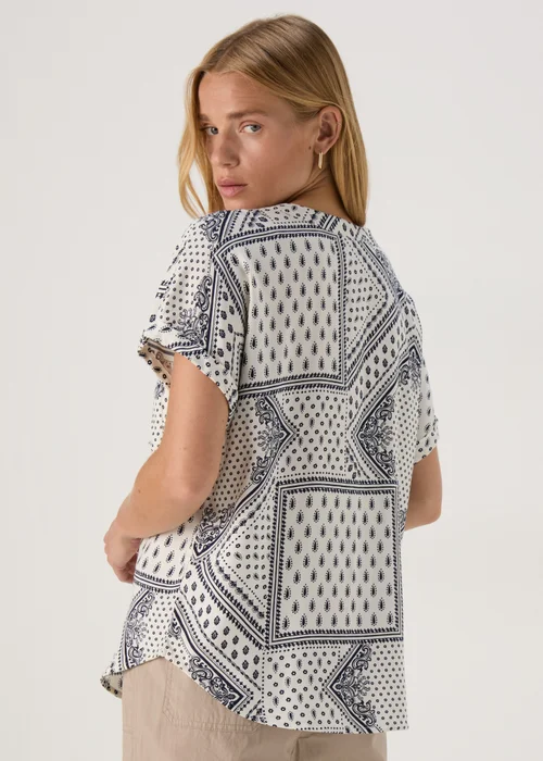Blue Tile Print Pocket Detail Box Top - Size 8 Image 2