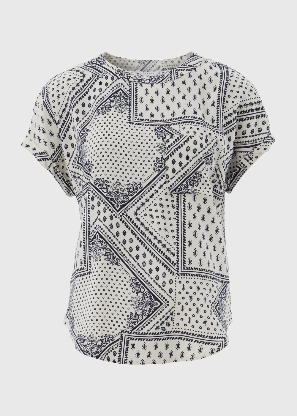 Blue Tile Print Pocket Detail Box Top - Size 8 Image 5