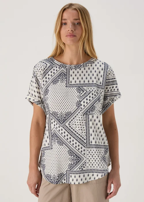 Blue Tile Print Pocket Detail Box Top - Size 8 Image 1