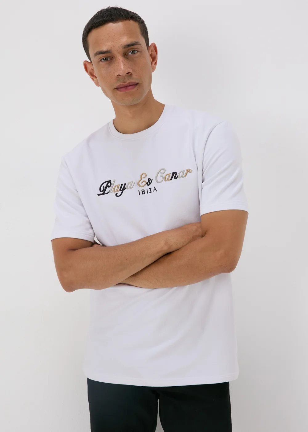 White Ibiza Embroidered T-Shirt - S Image 1