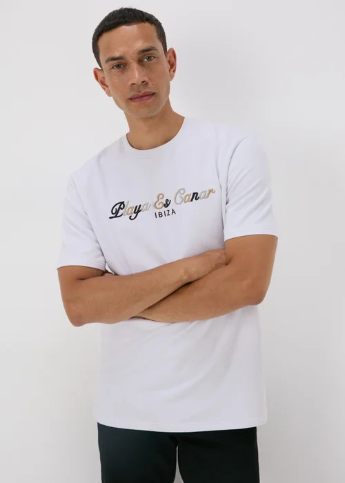 White Ibiza Embroidered T-Shirt - S Image 1