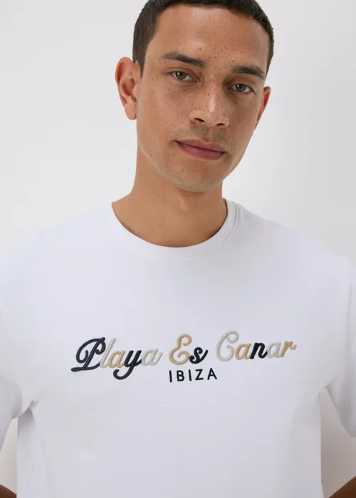 White Ibiza Embroidered T-Shirt - S Image 3